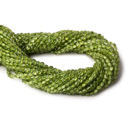 4mm Peridot checkerboard calibrated faceted coins 12.5 inch 85 beads AAA (ONLINE ORDER ONLY)