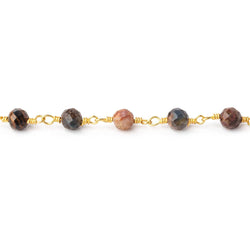 4mm Pietersite Micro Faceted Rounds on Gold Plated Chain