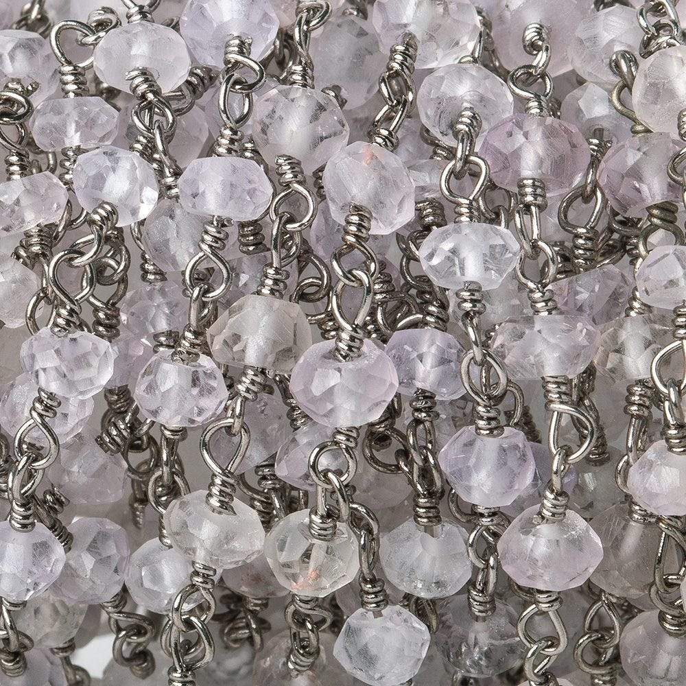 4mm Pink Amethyst faceted rondelle Black Gold plated Chain by the foot 38 pcs (ONLINE ORDER ONLY)