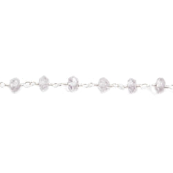 4mm Pink Amethyst faceted rondelle Silver plated Chain by the foot 39 pieces (ONLINE ORDER ONLY)