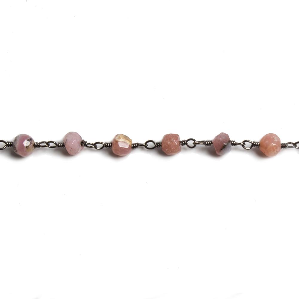 4mm Pink Peruvian Opal faceted rondelle Black Gold Chain by the foot 34 pieces (ONLINE ORDER ONLY)