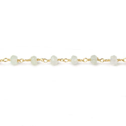 4mm Prehnite faceted rondelle Gold plated Chain by the foot 33 beads