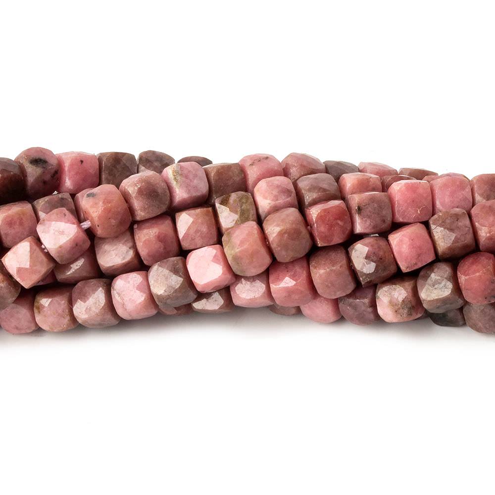 4mm Rhodonite micro faceted cubes 12 inch 80 beads (ONLINE ORDER ONLY)
