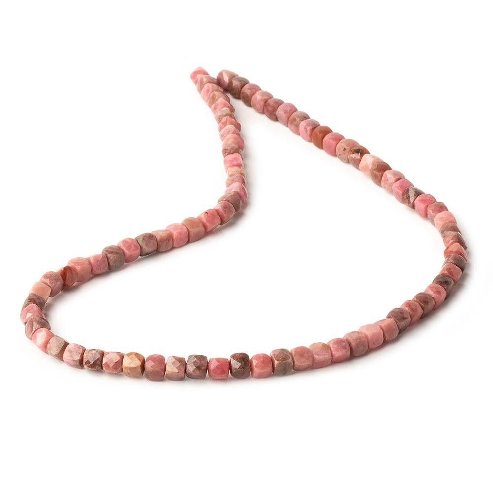 4mm Rhodonite micro faceted cubes 12 inch 80 beads (ONLINE ORDER ONLY)