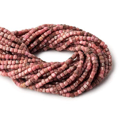 4mm Rhodonite micro faceted cubes 12 inch 80 beads (ONLINE ORDER ONLY)