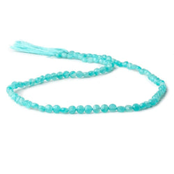 4mm Seafoam Blue Chalcedony checkerboard calibrated faceted coins 12.5 inch 85 beads AAA (ONLINE ORDER ONLY)