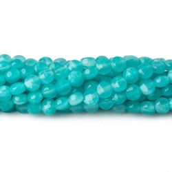 4mm Seafoam Blue Chalcedony checkerboard calibrated faceted coins 12.5 inch 85 beads AAA (ONLINE ORDER ONLY)