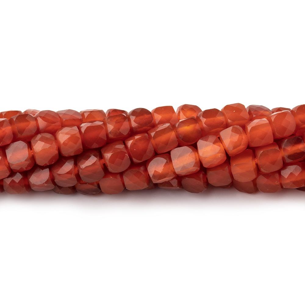 4mm Shaded Carnelian Micro Faceted Cube Beads 12 inch 80 pieces (ONLINE ORDER ONLY)