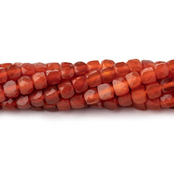 4mm Shaded Carnelian Micro Faceted Cube Beads 12 inch 80 pieces (ONLINE ORDER ONLY)