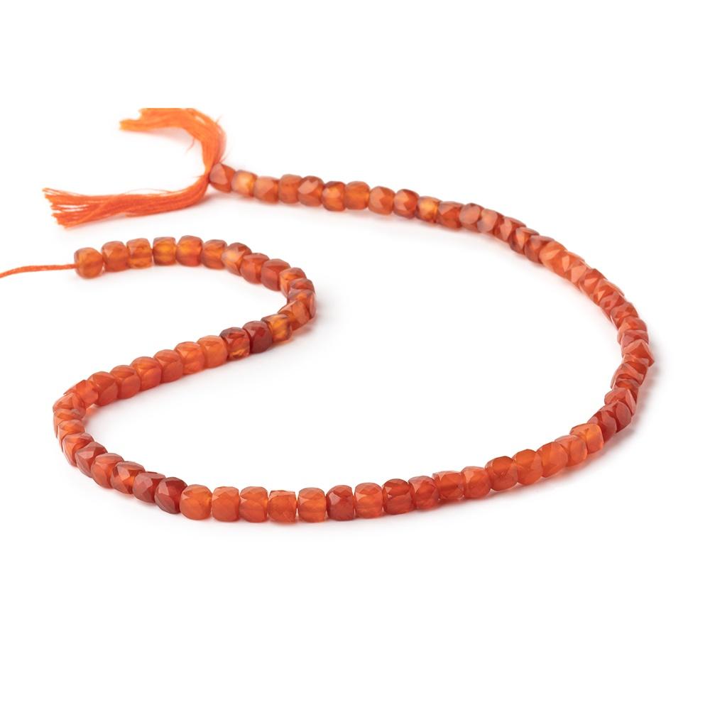 4mm Shaded Carnelian Micro Faceted Cube Beads 12 inch 80 pieces (ONLINE ORDER ONLY)