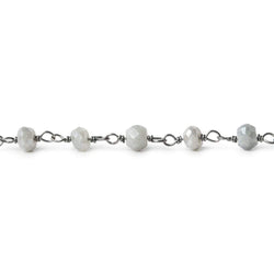 4mm Silver Mystic Quartz faceted rondelle Black Gold .925 Silver Chain by the foot 36 beads