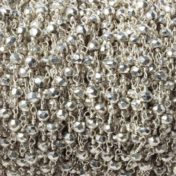 4mm Silver plated Pyrite faceted rondelle Silver Chain by the foot 38 pieces (ONLINE ORDER ONLY)