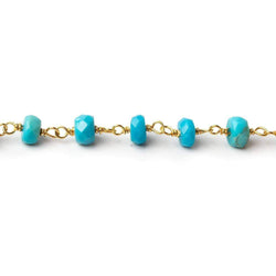 3.5-4mm Sleeping Beauty Turquoise rondelle Vermeil Chain by the foot 39 beads (ONLINE ORDER ONLY)