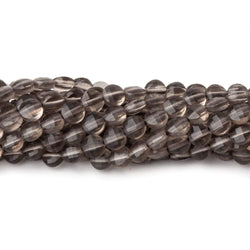 4mm Smoky Quartz checkerboard calibrated faceted coins 12.5 inch 85 beads AAA (ONLINE ORDER ONLY)