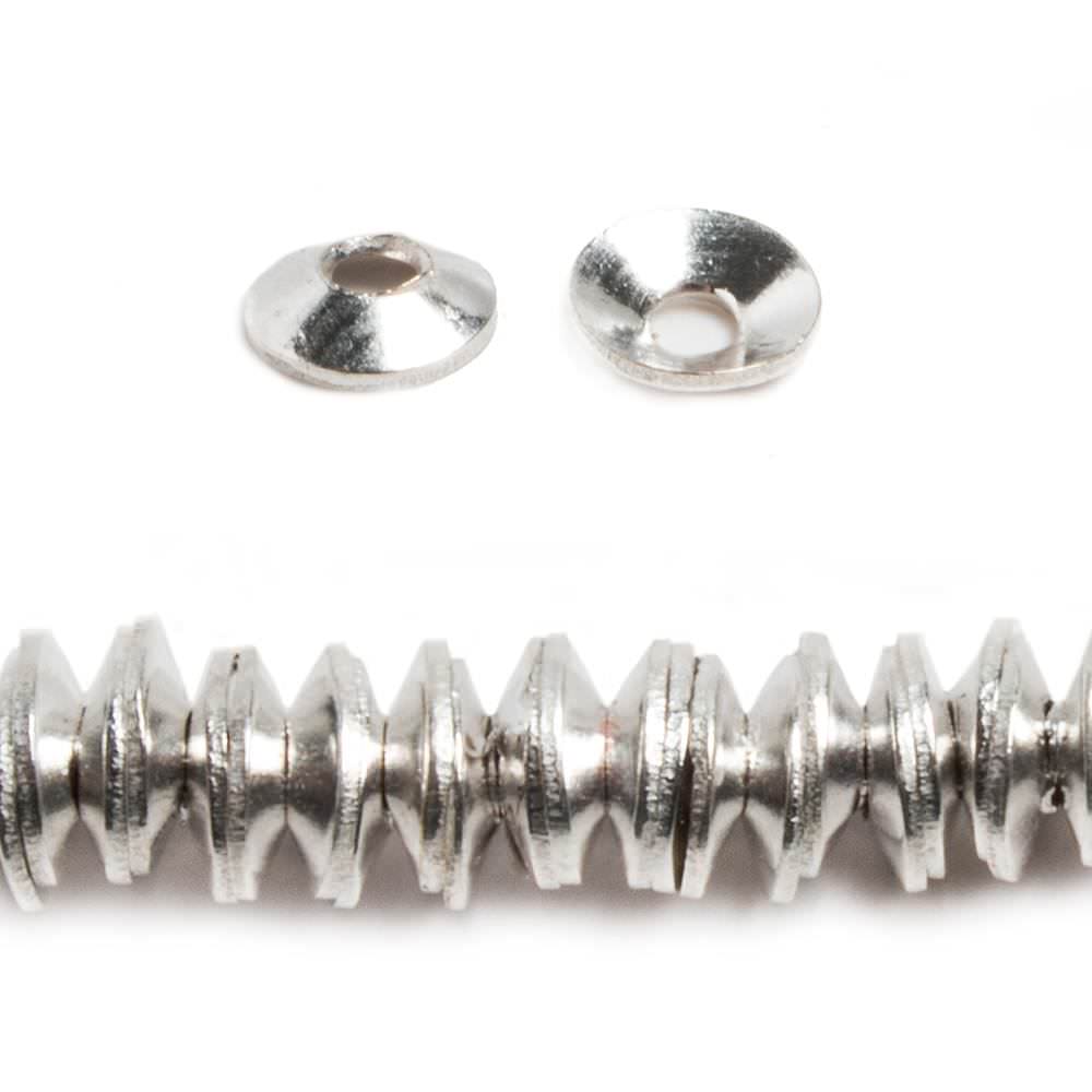 4mm Sterling Silver plated polished Bead Cap 8 inch 232 pieces (ONLINE ORDER ONLY)