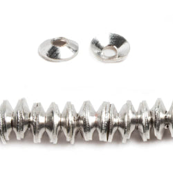 4mm Sterling Silver plated polished Bead Cap 8 inch 232 pieces (ONLINE ORDER ONLY)