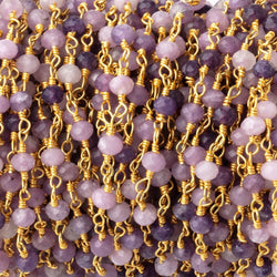 4mm Sugilite Micro Faceted Rondelles on Gold Plated Chain (ONLINE ORDER ONLY)