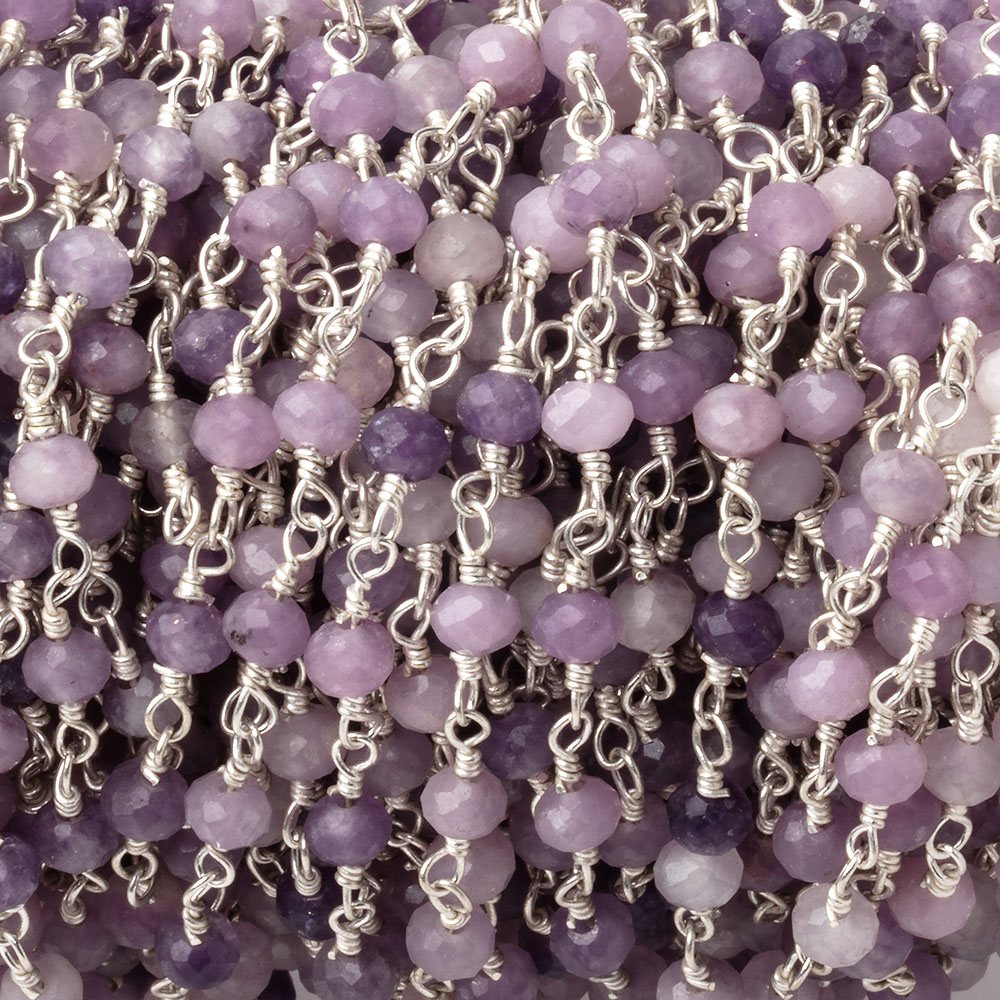 4mm Sugilite Micro Faceted Rondelles on Silver Plated Chain (ONLINE ORDER ONLY)