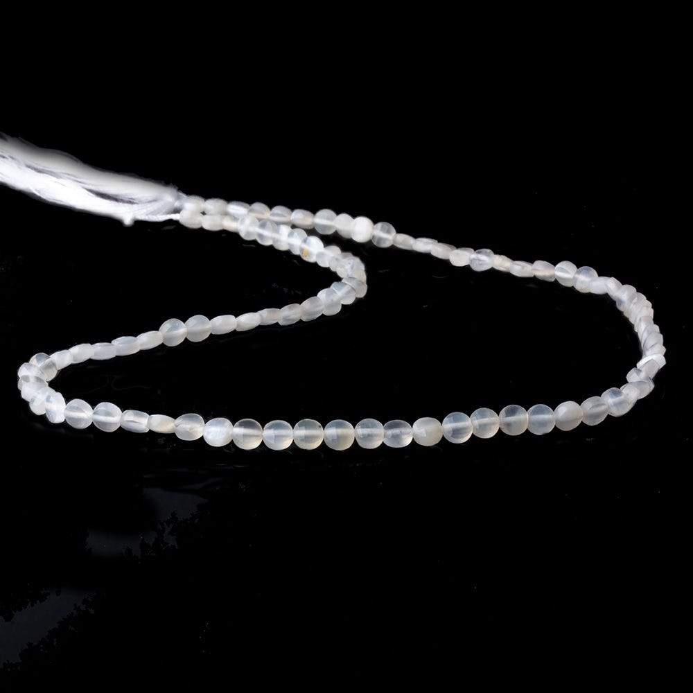 4mm White Moonstone checkerboard calibrated faceted coins 12.5 inch 85 beads AAA (ONLINE ORDER ONLY)