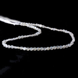 4mm White Moonstone checkerboard calibrated faceted coins 12.5 inch 85 beads AAA (ONLINE ORDER ONLY)