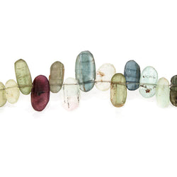 4x3-10x5mm Frosted Multi Color Tourmaline Top Drilled Ovals 8 inch 53 pieces (ONLINE ORDER ONLY)