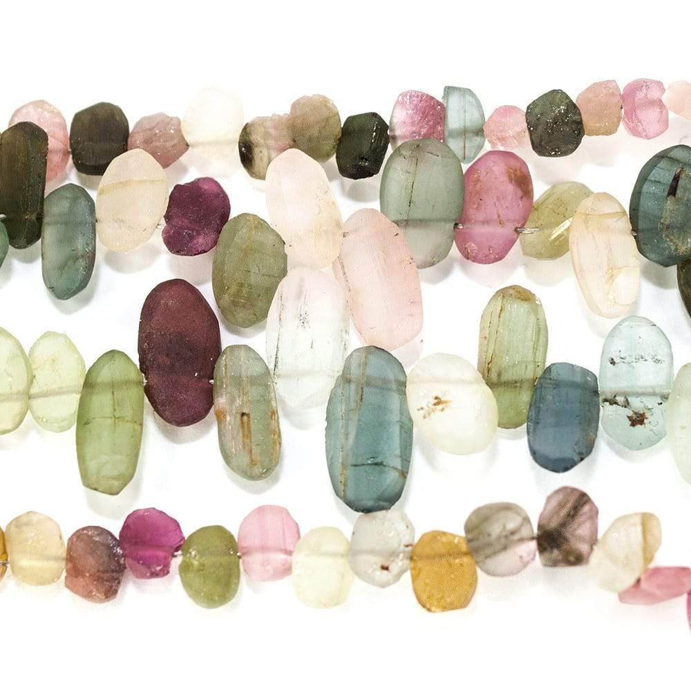 4x3-10x5mm Frosted Multi Color Tourmaline Top Drilled Ovals 8 inch 53 pieces (ONLINE ORDER ONLY)