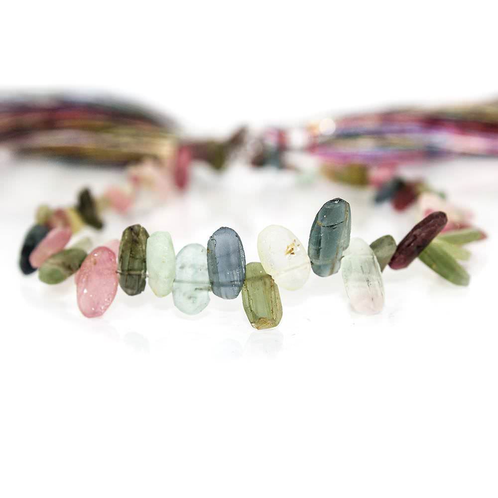 4x3-10x5mm Frosted Multi Color Tourmaline Top Drilled Ovals 8 inch 53 pieces (ONLINE ORDER ONLY)