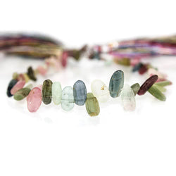 4x3-10x5mm Frosted Multi Color Tourmaline Top Drilled Ovals 8 inch 53 pieces (ONLINE ORDER ONLY)