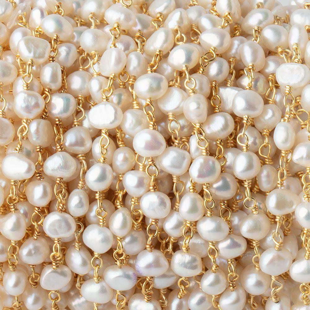 4x3-5X4mm Off White Baroque Freshwater Pearl Vermeil Chain by the foot 32 beads (ONLINE ORDER ONLY)