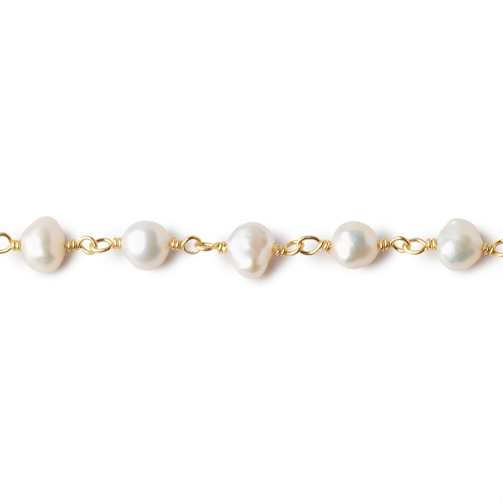 4x3-5X4mm Off White Baroque Freshwater Pearl Vermeil Chain by the foot 32 beads (ONLINE ORDER ONLY)