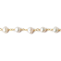 4x3-5X4mm Off White Baroque Freshwater Pearl Vermeil Chain by the foot 32 beads (ONLINE ORDER ONLY)