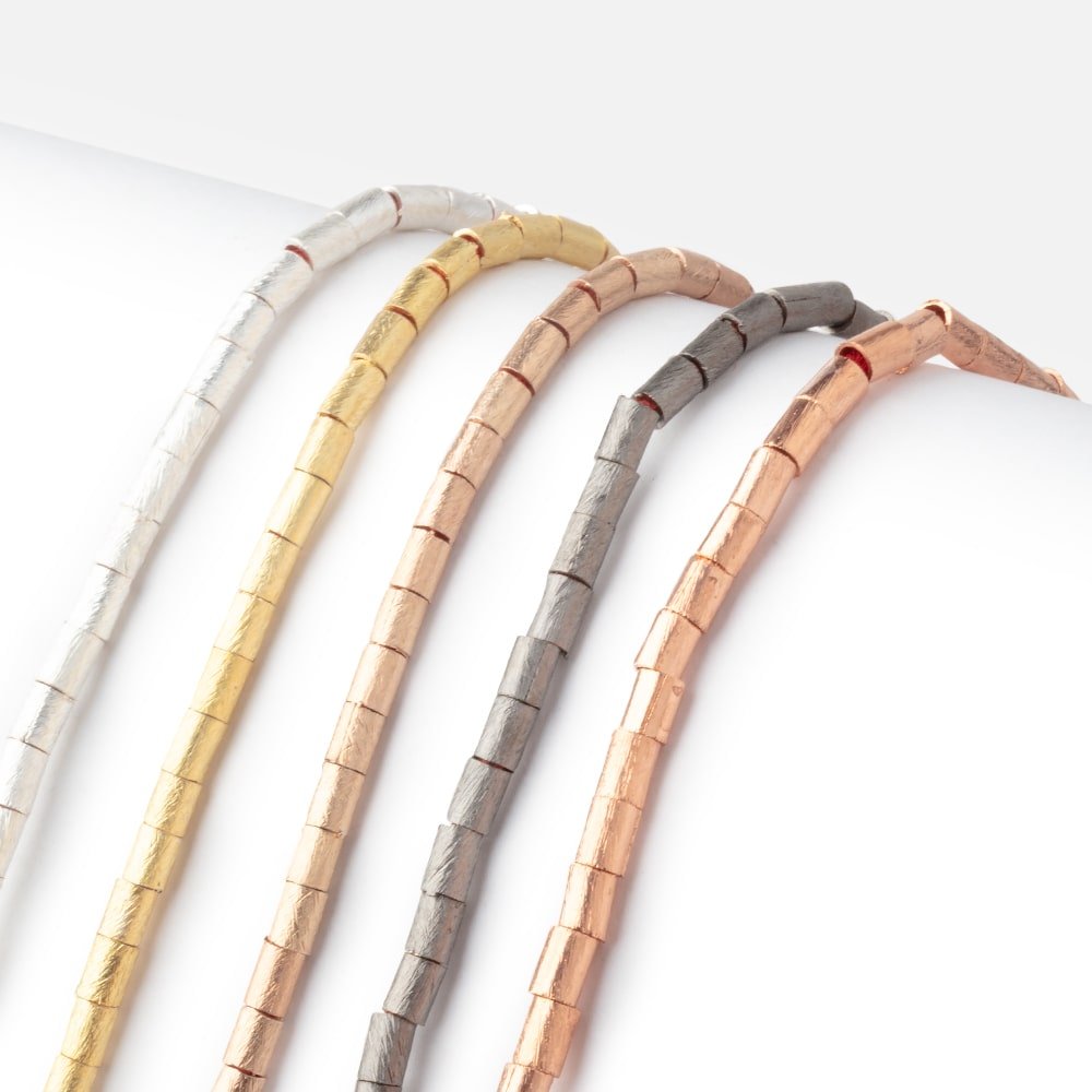 4x3mm Brushed Tube Beads 8 inch 48 pieces (ONLINE ORDER ONLY)