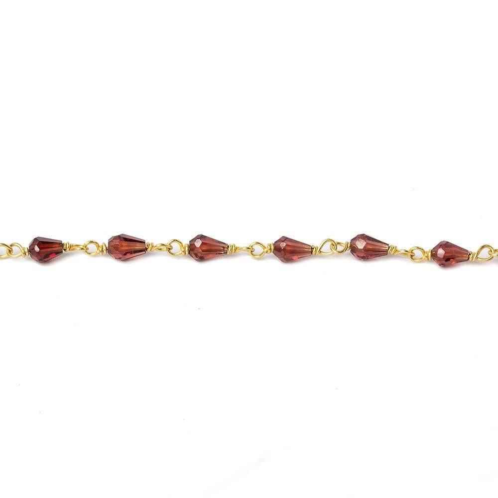 4x3mm Garnet faceted tear drop Vermeil Chain by the foot 36 beads (ONLINE ORDER ONLY)