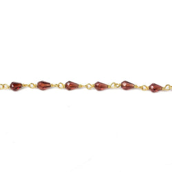4x3mm Garnet faceted tear drop Vermeil Chain by the foot 36 beads (ONLINE ORDER ONLY)