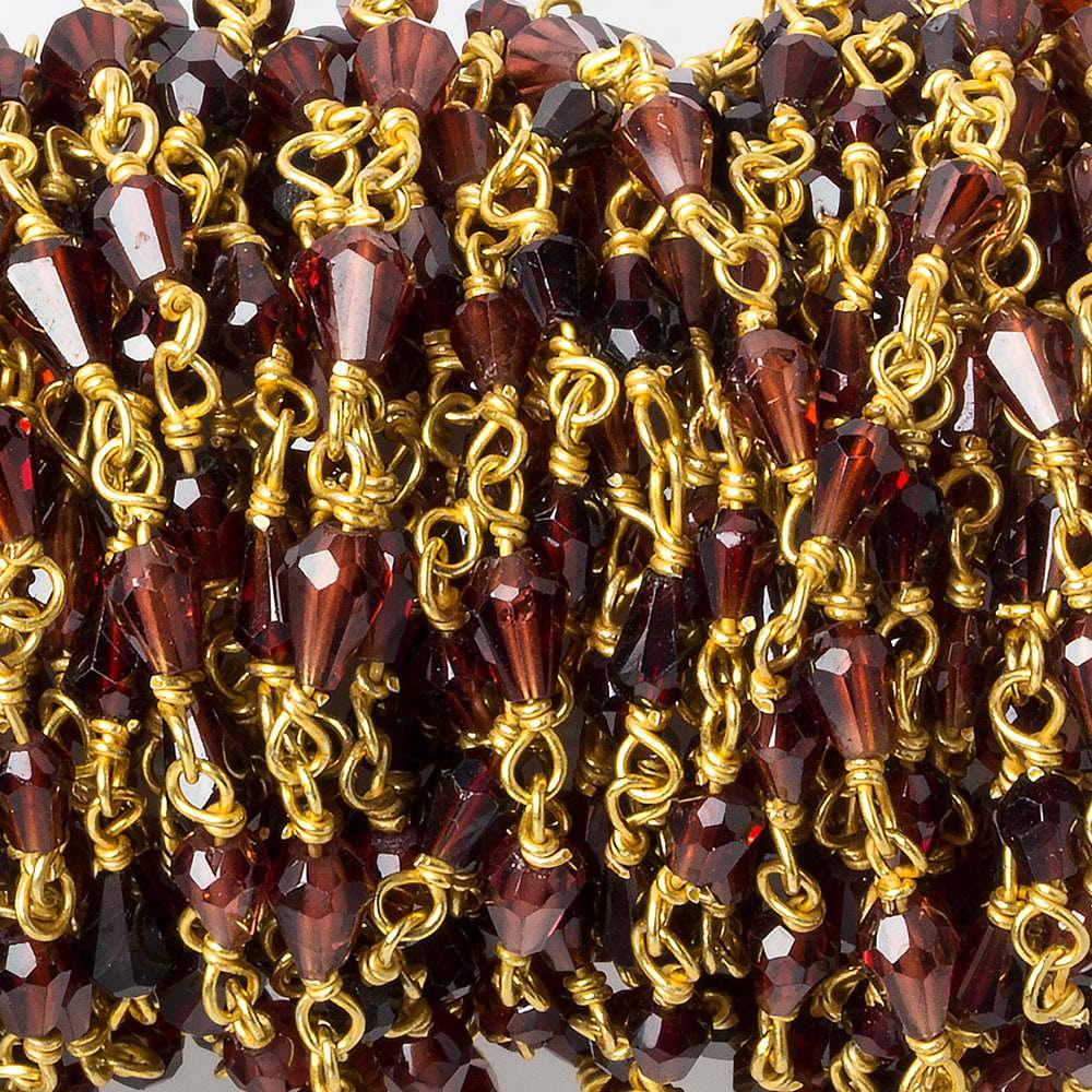 4x3mm Garnet faceted tear drop Vermeil Chain by the foot 36 beads (ONLINE ORDER ONLY)