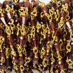 4x3mm Garnet faceted tear drop Vermeil Chain by the foot 36 beads (ONLINE ORDER ONLY)