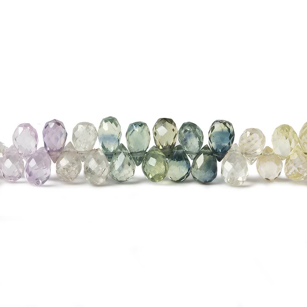4x3mm Multi Color Ceylon Sapphire Tear Drop Briolette 8.25 inch 130 pieces (ONLINE ORDER ONLY)