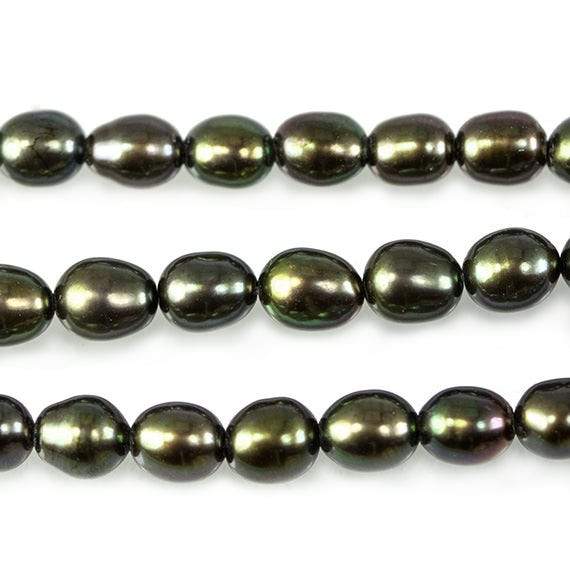 4x3mm Olive Green Straight Drilled Oval Freshwater Pearls Lot of 3 Strands (ONLINE ORDER ONLY)