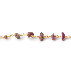 4x4-10x6mm Matte Ruby in Zoisite Chips Gold plated Chain by the foot 36 pieces (ONLINE ORDER ONLY)