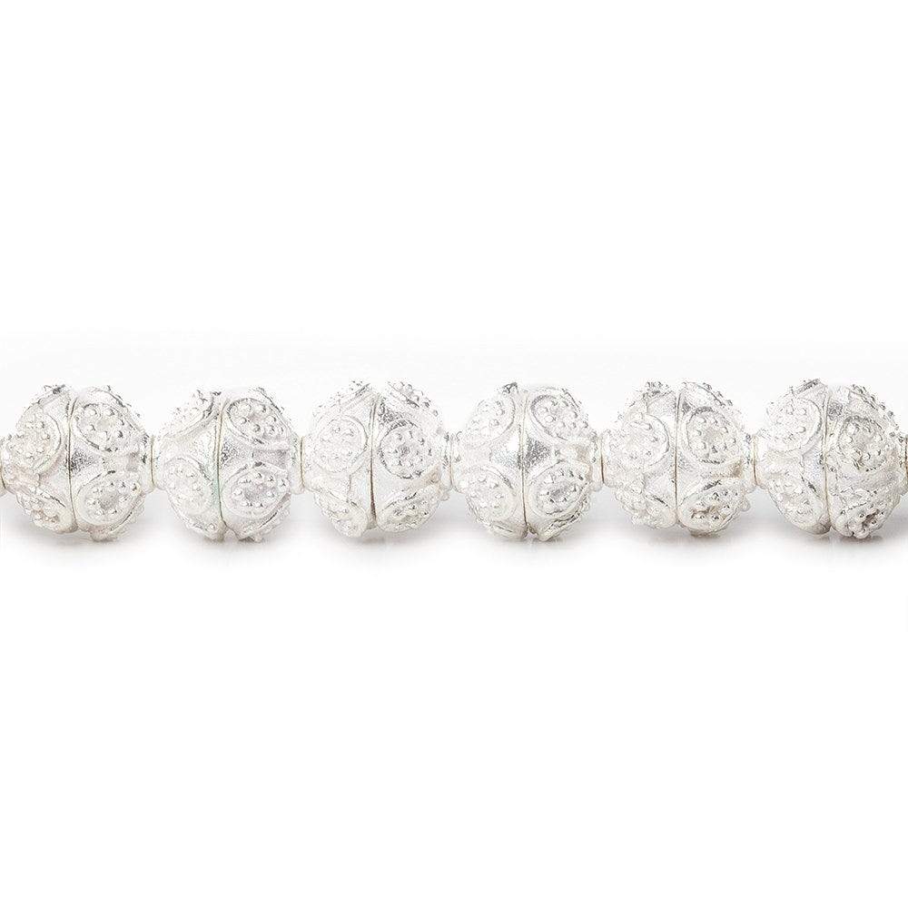 4x8x8mm Sterling Silver Plated Copper Bead Cap Bali Miligrain Design 8 inch 54 beads (ONLINE ORDER ONLY)