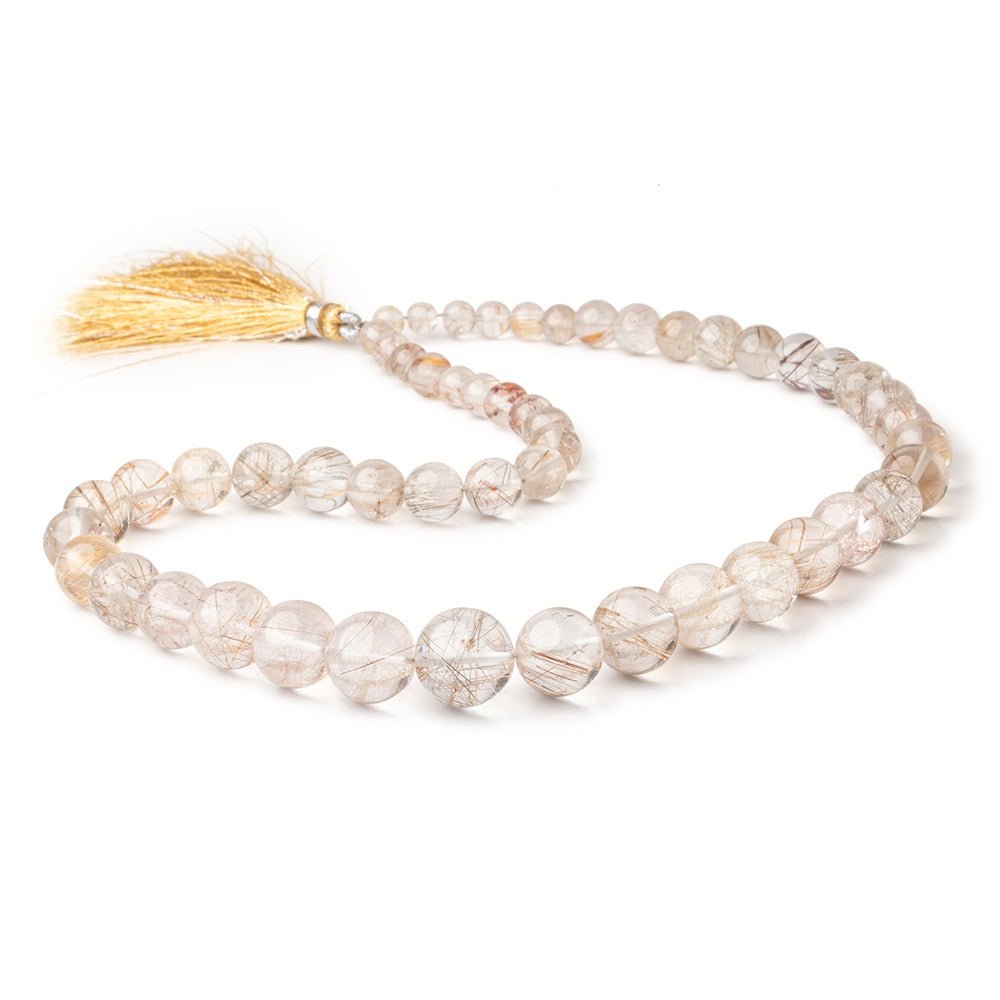 5-12mm Rutilated Quartz Plain Round Beads 16 inch 54 pieces (ONLINE ORDER ONLY)