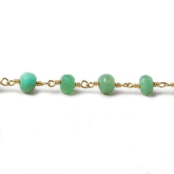 5-5.5mm Chrysoprase faceted rondelle Gold Chain by the foot 32 pieces (ONLINE ORDER ONLY)