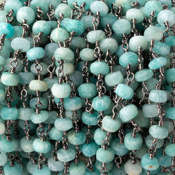 5-5.5mm Matte Amazonite plain rondelle Black Gold plated chain by the foot 29 pcs (ONLINE ORDER ONLY)