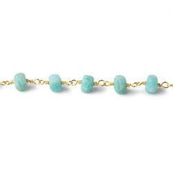 5-5.5mm Matte Amazonite plain rondelle Gold plated chain by the foot 29 pcs (ONLINE ORDER ONLY)