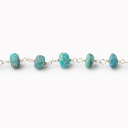 5-5.5mm Mongolian Turquoise Plain Rondelle Beads on .925 Silver Chain (ONLINE ORDER ONLY)