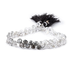 5-6mm Black Tourmalinated Quartz Plain Heart Beads 8.5 inch 64 pieces