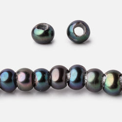 5-6mm Blue Peacock Off Round 2.5mm Large Hole Pearls 95 Beads