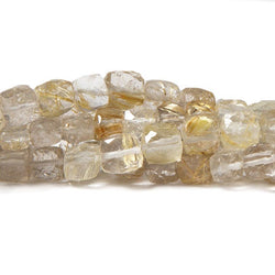 5-6mm Golden Rutilated Quartz faceted cube beads 8 inch 38 pieces (ONLINE ORDER ONLY)