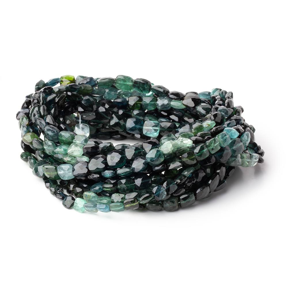 5-6mm Indicolite & Green Tourmaline Faceted Cushion 16 inch 58 Beads (ONLINE ORDER ONLY)