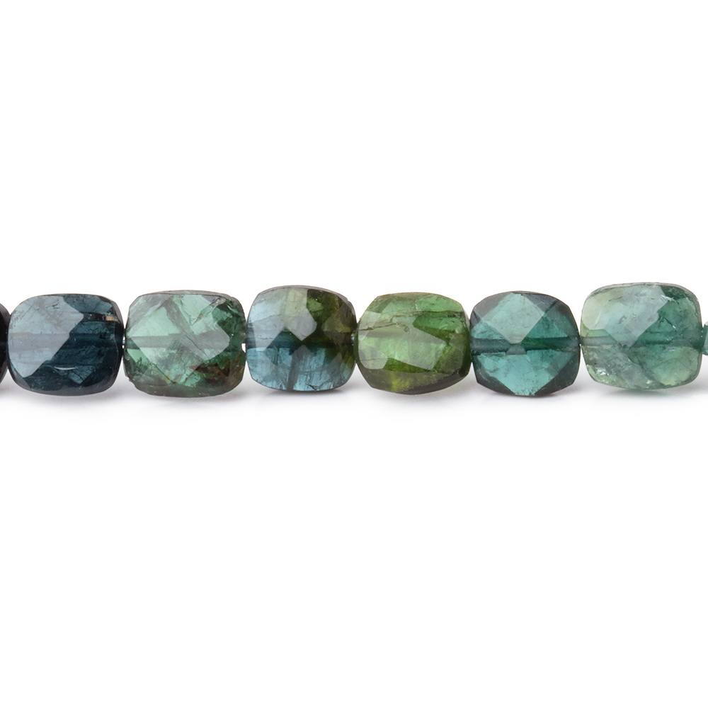 5-6mm Indicolite & Green Tourmaline Faceted Cushion 16 inch 58 Beads (ONLINE ORDER ONLY)